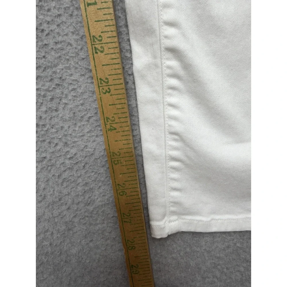 Eileen Fisher Straight Jeans Womens 10 White Organic Cotton Mid Rise‎ Stretch